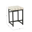 Benjara Toko Backless Counter Stool- White Striped Polyester- Industrial Black