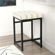 Benjara Toko Backless Counter Stool- White Striped Polyester- Industrial Black
