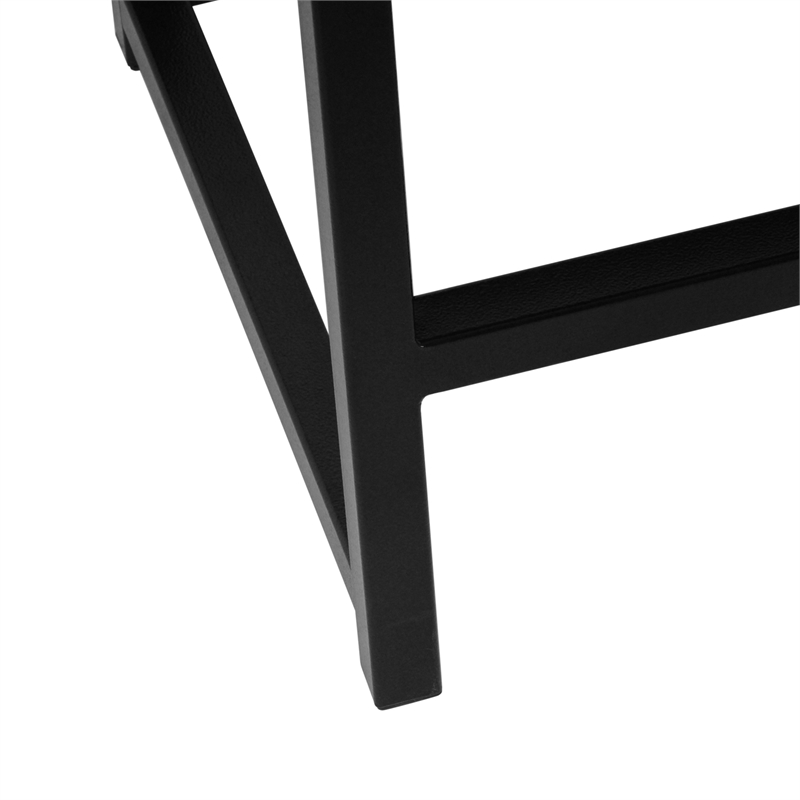 Benjara Toko Backless Counter Height Stool- Brown Polyester Industrial Black