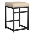Benjara Toko Backless Counter Height Stool- Brown Polyester Industrial Black