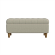 Benjara Sol Storage Bench Ottoman- Tan Beige Velvet- Brown- 40 Inch