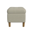 Benjara Sol Storage Bench Ottoman- Tan Beige Velvet- Brown- 40 Inch