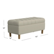 Benjara Sol Storage Bench Ottoman- Tan Beige Velvet- Brown- 40 Inch