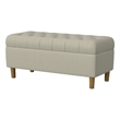 Benjara Sol Storage Bench Ottoman- Tan Beige Velvet- Brown- 40 Inch