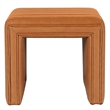 Benjara Ada Footstool Ottoman- Channel Tuft Caramel Brown Faux Leather 19 Inch