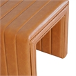 Benjara Ada Footstool Ottoman- Channel Tuft Caramel Brown Faux Leather 19 Inch