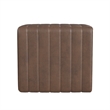 Benjara Ada Footstool Ottoman- Channel Tufted Brown Faux Leather- 19 Inch