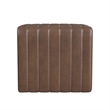 Benjara Ada Footstool Ottoman- Channel Tufted Brown Faux Leather- 19 Inch
