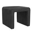 Benjara Ada Footstool Ottoman- Channel Tufted Black Faux Leather- 19 Inch