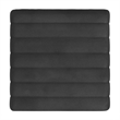 Benjara Ada Footstool Ottoman- Channel Tufted Black Faux Leather- 19 Inch