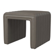 Benjara Ada Footstool Ottoman- Channel Tufted Gray Faux Leather- 19 Inch
