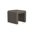 Benjara Ada Footstool Ottoman- Channel Tufted Gray Faux Leather- 19 Inch