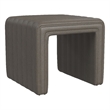Benjara Ada Footstool Ottoman- Channel Tufted Gray Faux Leather- 19 Inch