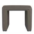 Benjara Ada Footstool Ottoman- Channel Tufted Gray Faux Leather- 19 Inch