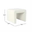 Benjara Ada Footstool Ottoman- Channel Tufted Cream White Boucle- 19 Inch