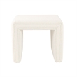 Benjara Ada Footstool Ottoman- Channel Tufted Cream White Boucle- 19 Inch