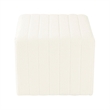 Benjara Ada Footstool Ottoman- Channel Tufted Cream White Boucle- 19 Inch