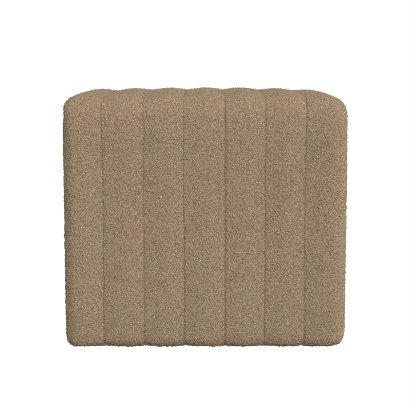 Benjara Ada Footstool Ottoman- Channel Tufted Taupe Brown Boucle- 19 Inch