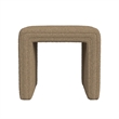 Benjara Ada Footstool Ottoman- Channel Tufted Taupe Brown Boucle- 19 Inch