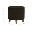 Benjara Wes Round Storage Ottoman- Chocolate Brown Velvet- Hardwood- 19 Inch