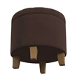 Benjara Wes Round Storage Ottoman- Chocolate Brown Velvet- Hardwood- 19 Inch