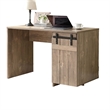 Benjara Fior Home Writing Desk- 47 Inch- Hazelnut Brown Wood- Faux Barn Door