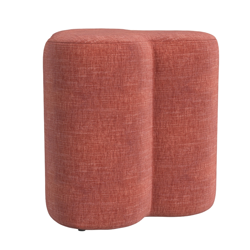 Benjara Ace Accent Ottoman with Fun Clover Shape- Pink Chenille- 18 Inch
