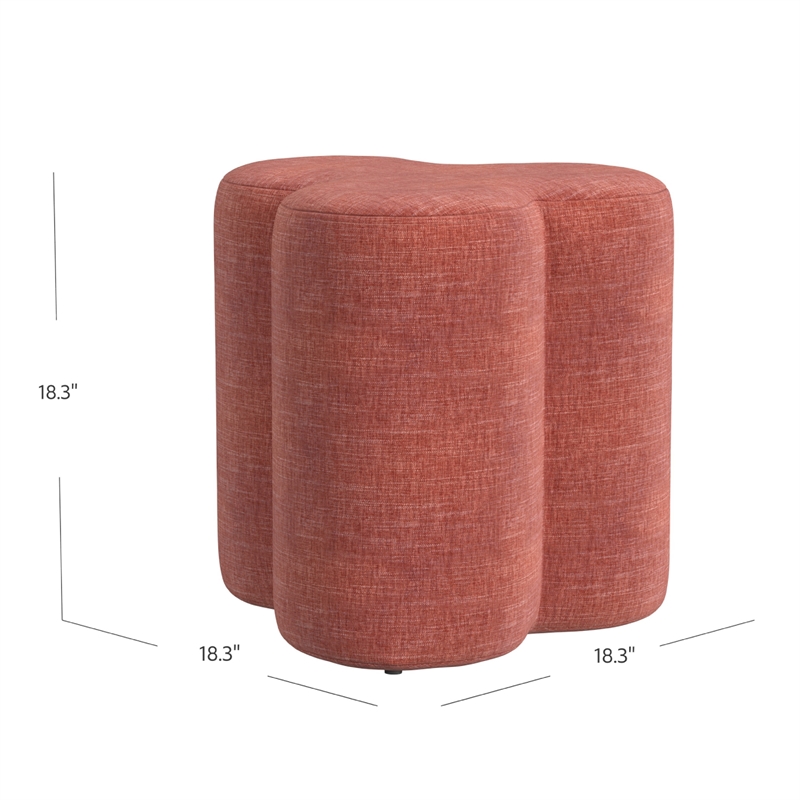 Benjara Ace Accent Ottoman with Fun Clover Shape- Pink Chenille- 18 Inch