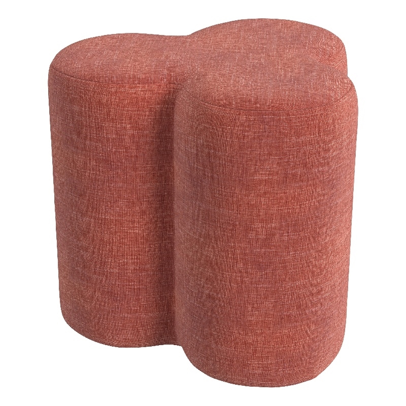 Benjara Ace Accent Ottoman with Fun Clover Shape- Pink Chenille- 18 Inch