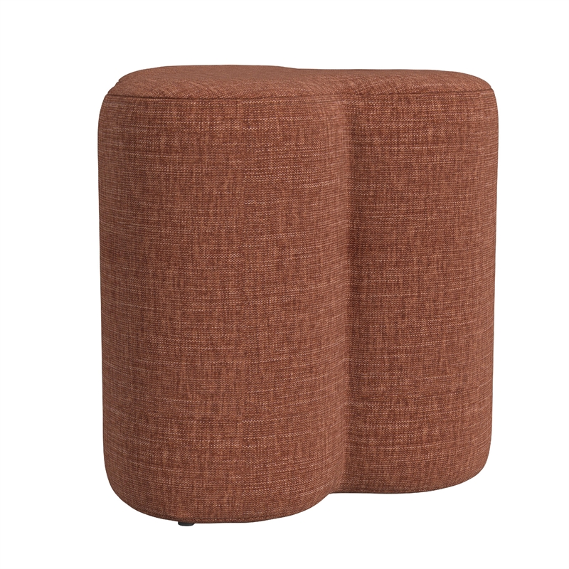 Benjara Ace Accent Ottoman with Clover Shape in Rust Orange Chenille- 18 Inch