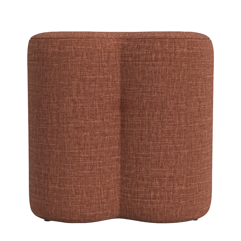Benjara Ace Accent Ottoman with Clover Shape in Rust Orange Chenille- 18 Inch