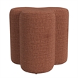 Benjara Ace Accent Ottoman with Clover Shape in Rust Orange Chenille- 18 Inch