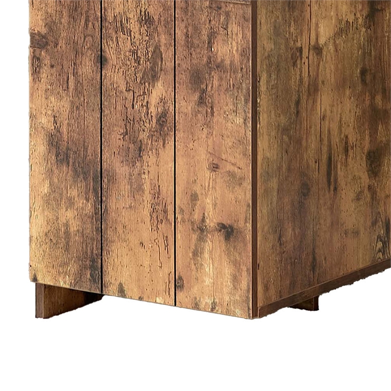 Benjara Fior Home Writing Desk- 47 Inch- Distressed Brown Wood- Faux Barn Door