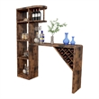 Benjara Bar Height Table- Glass Racks w Bottle Holders- 73