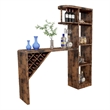 Benjara Bar Height Table- Glass Racks w Bottle Holders- 73