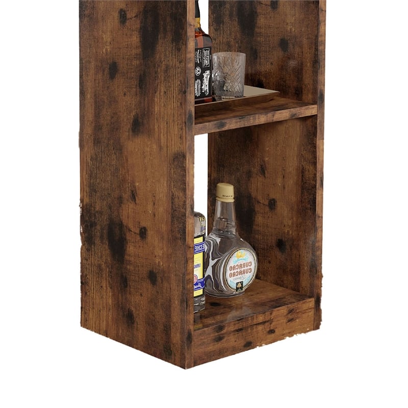 Benjara Bar Height Table- Glass Racks w Bottle Holders- 73