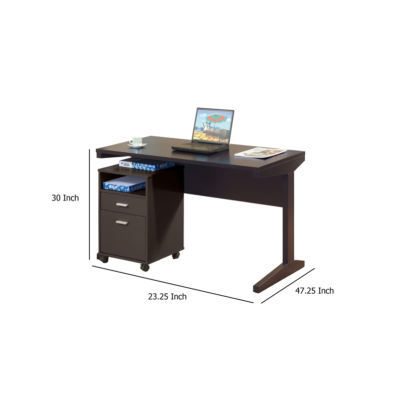 Benjara Desk w File Cabinet- 2 Storage Drawers- 47