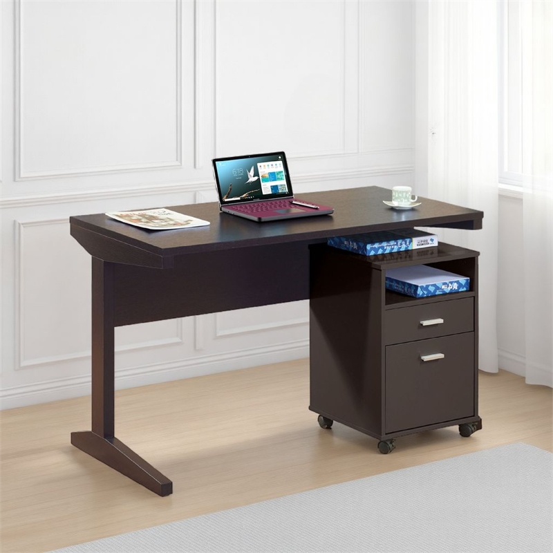 Benjara Desk w File Cabinet- 2 Storage Drawers- 47