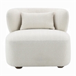 Benjara Remus Accent Oversize Chair- Beige Boucle- Round Curved Backrest