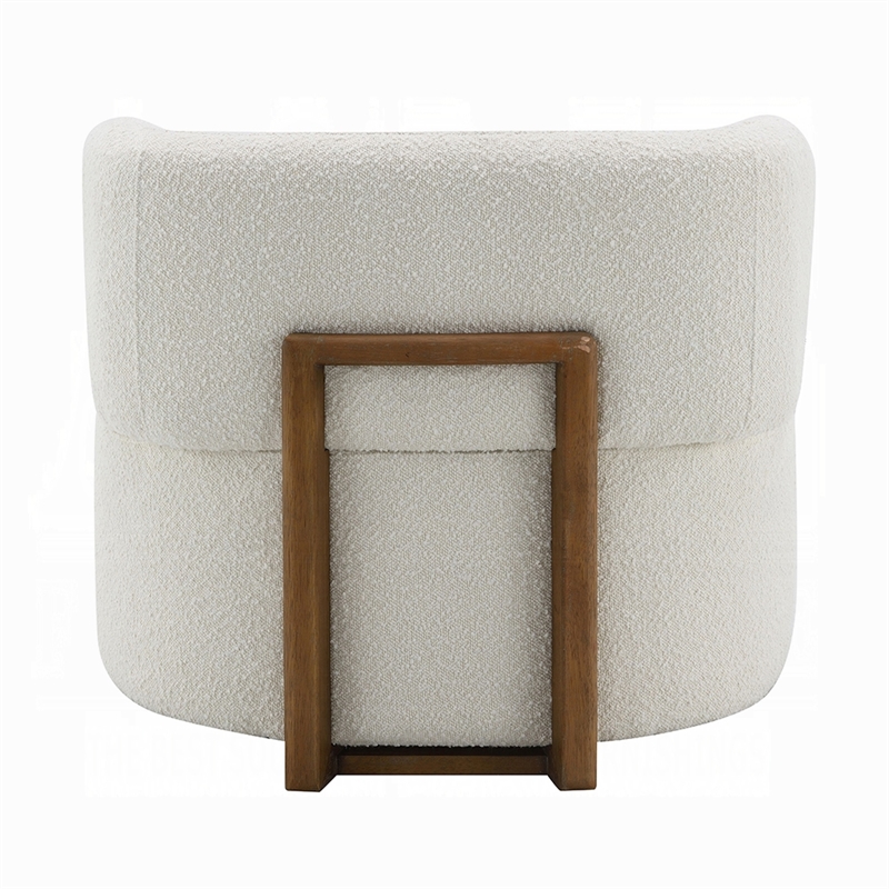 Benjara Remus Accent Oversize Chair- Beige Boucle- Round Curved Backrest