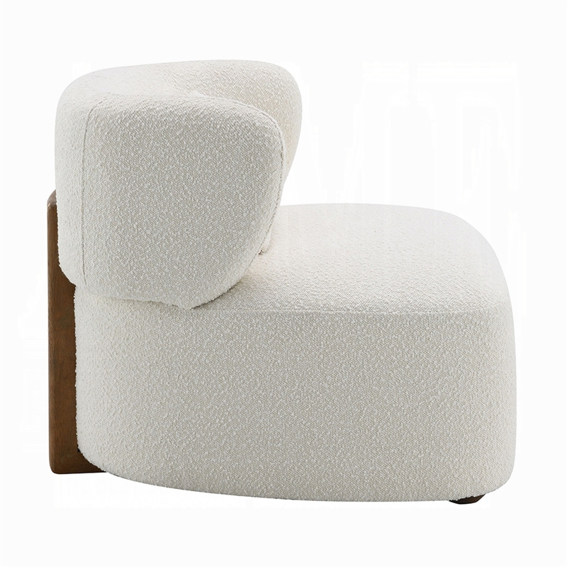 Benjara Remus Accent Oversize Chair- Beige Boucle- Round Curved Backrest