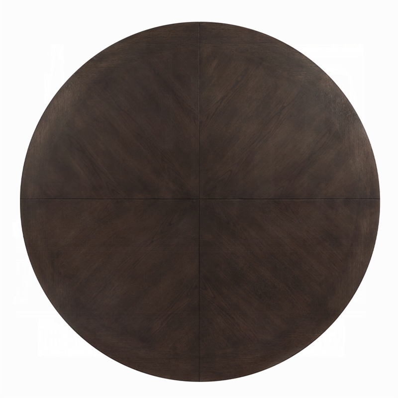 Benjara Round Coffee Table- 60 Inch- Espresso Brown Wood- Tri Fluted Legs