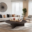 Benjara Round Coffee Table- 60 Inch- Espresso Brown Wood- Tri Fluted Legs