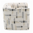 Benjara Lenu Swivel Accent Sofa Chair- Beige Pattern Fabric- Boxy Padded Seat