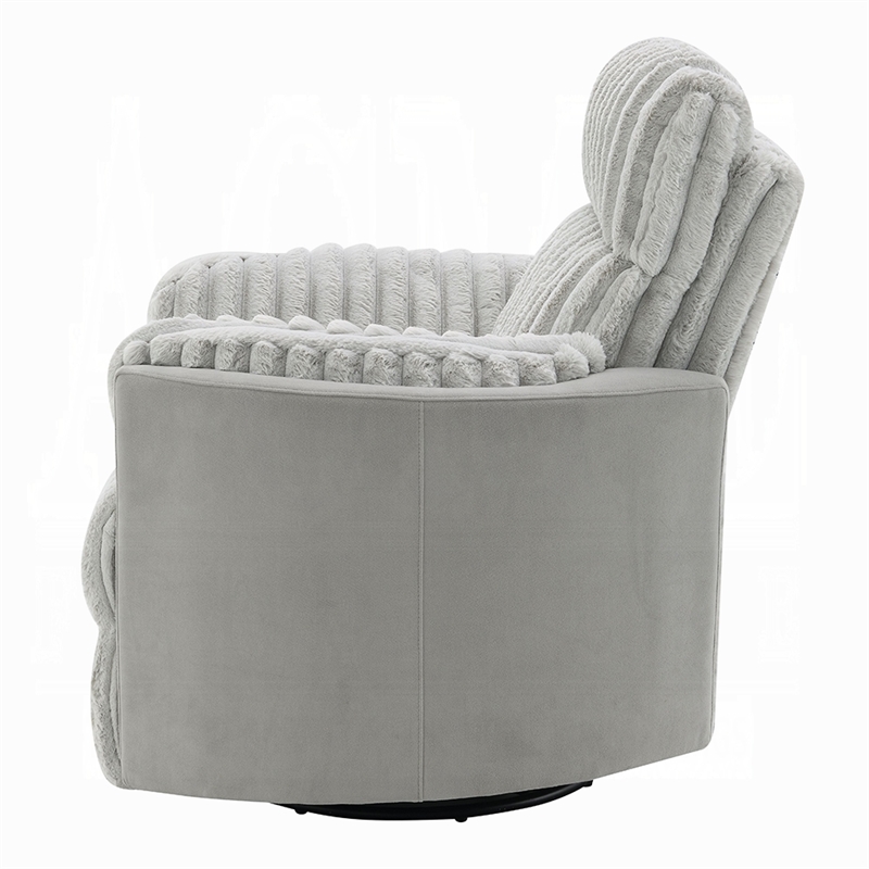 Benjara Watsy Manual Glider Recliner Swivel Chair- Modern Gray Corduroy