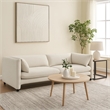 Benjara Kami Sofa- Slim Minimalist Pillow Armrests- Modern Ivory Linen 89 Inch