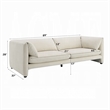Benjara Kami Sofa- Slim Minimalist Pillow Armrests- Modern Ivory Linen 89 Inch