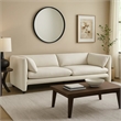 Benjara Kami Sofa- Slim Minimalist Pillow Armrests- Modern Ivory Linen 89 Inch