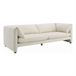 Benjara Kami Sofa- Slim Minimalist Pillow Armrests- Modern Ivory Linen 89 Inch