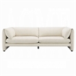 Benjara Kami Sofa- Slim Minimalist Pillow Armrests- Modern Ivory Linen 89 Inch